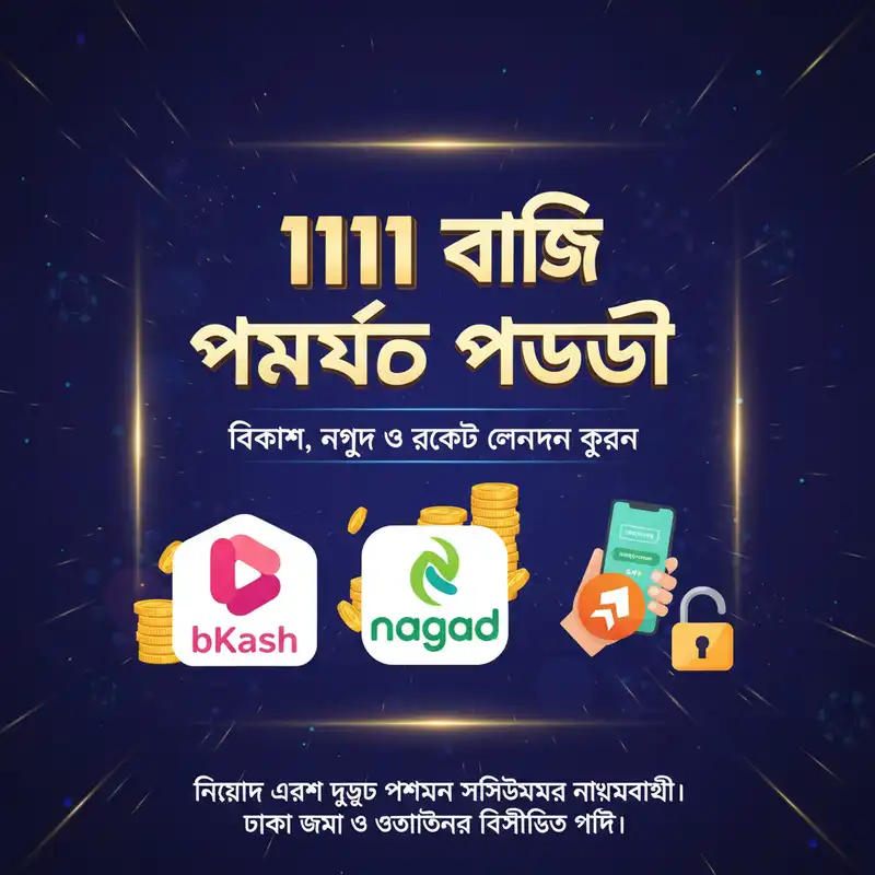 1111 বাজি পেমেন্ট পদ্ধতি - বিকাশ, নগদ ও রকেটে লেনদেন